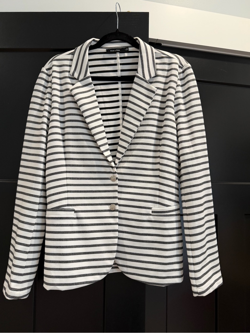 Doe & Rae Black and White Striped Blazer